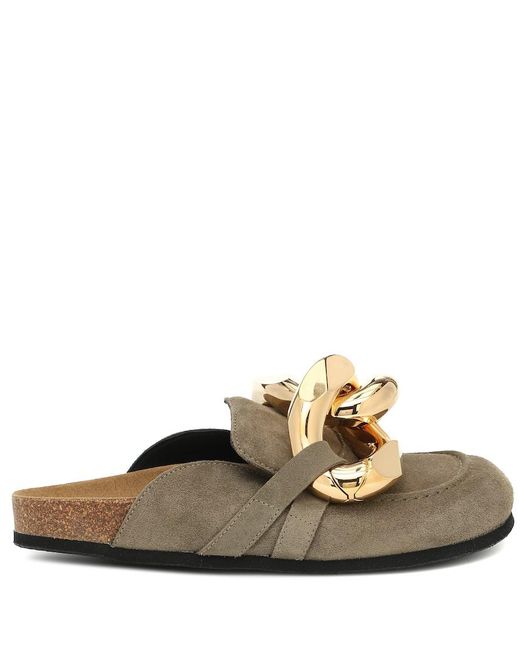 J.W. Anderson Metallic Embellished Suede Slippers