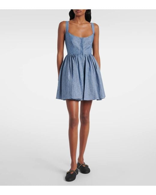 Alaïa Blue Bustier-Kleid Aus Chambray