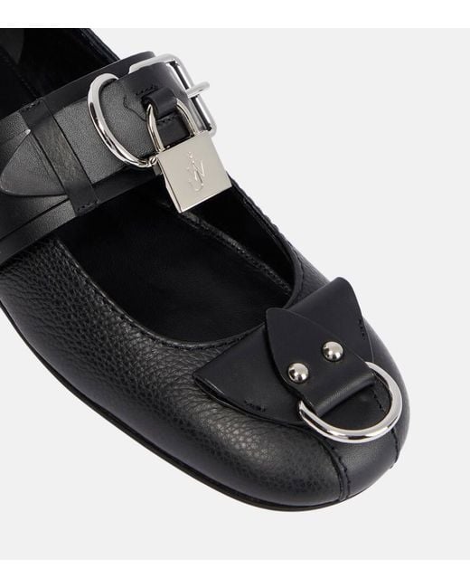 J.W. Anderson Black Lock Leather Ballet Flats