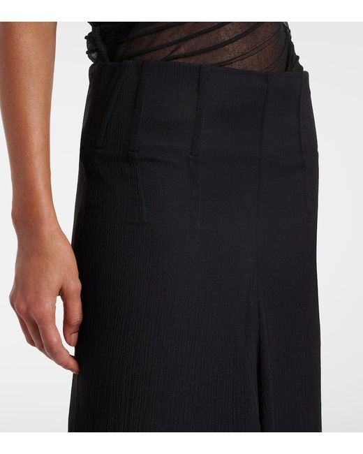 Victoria Beckham Black Silk Chiffon Midi Skirt