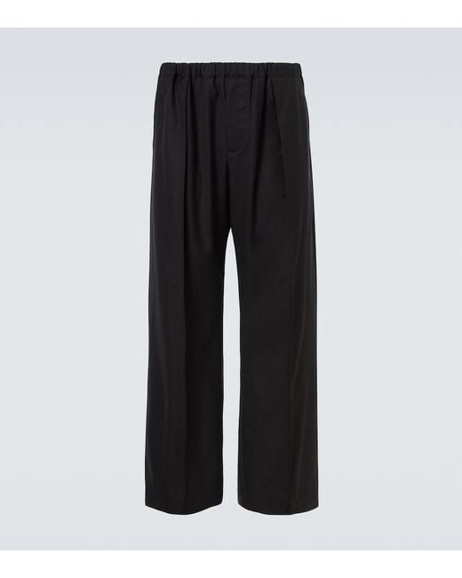 Plan C Black Wool Wide-Leg Pants for men