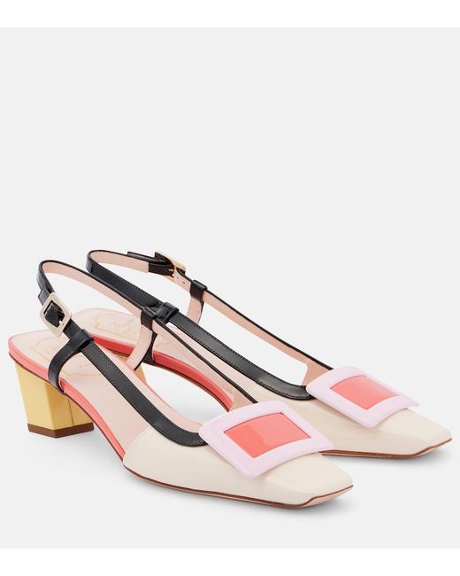 Roger Vivier Pink Belle Vivier 45 Patent Leather Slingback Pumps