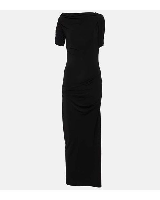 Jacquemus Black La Robe Drapeado Jersey Midi Dress