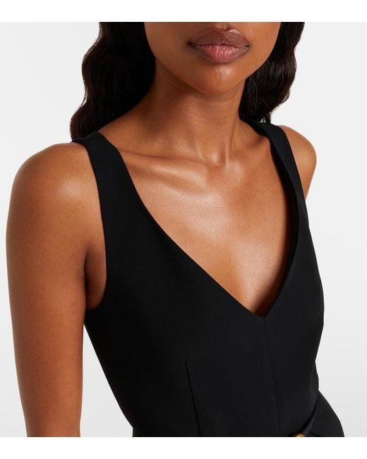 Max Mara Black Belted Cady Midi Dress