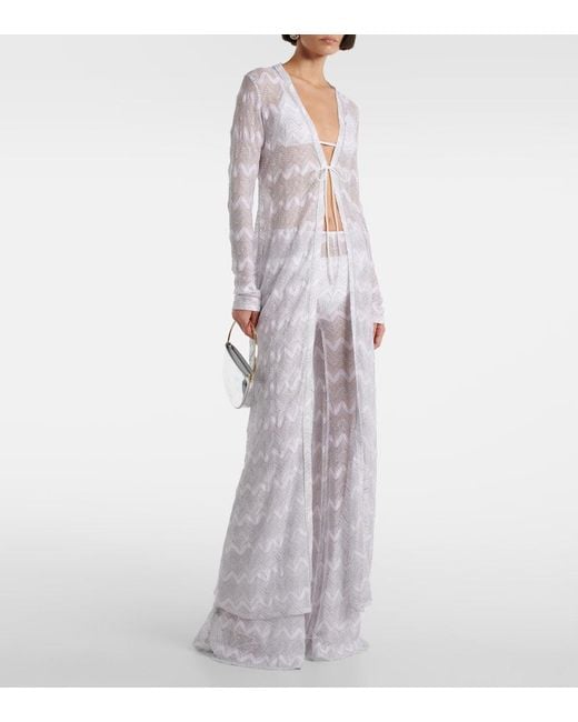Missoni White Zigzag Lame Cardigan