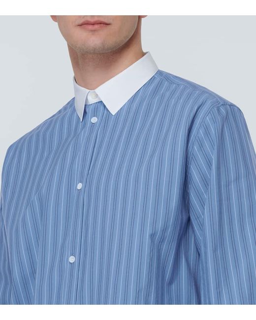Camisa de popelin de algodon a rayas Loewe de hombre de color Blue