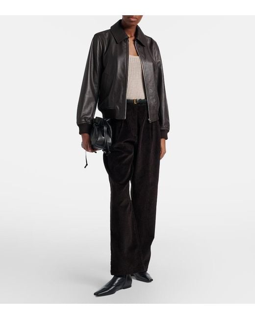 Yves Salomon Black Hooded Leather Blouson Jacket