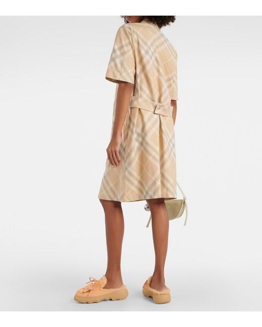Burberry Natural Embroidered Cotton Shirt Dress