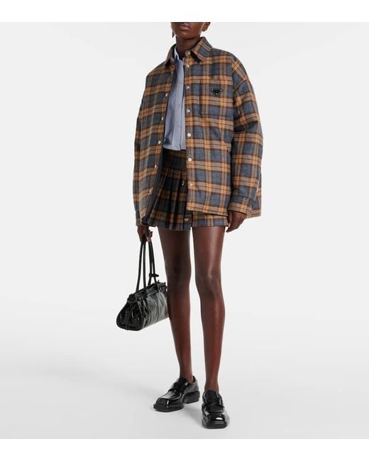 Prada Brown Plaid Wool Overshirt