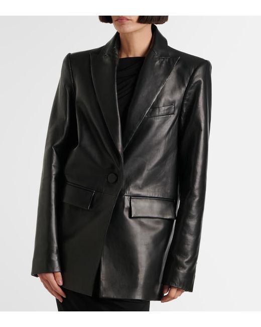 Alex Perry Black Oversized Leather Blazer