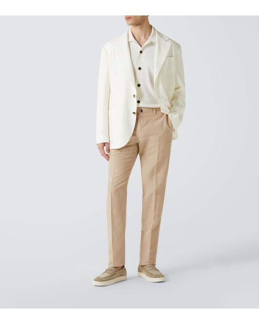Pantalones Rectos De Lino Y Algodon Incotex de hombre de color Natural