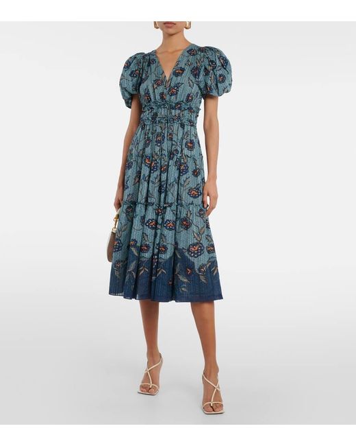 Vestido Midi Eloisa En Mezcla De Algodon Ulla Johnson de color Blue