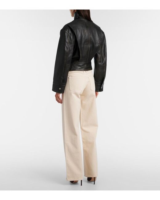 Christopher Esber Black Burnished Eddie Leather Bomber Jacket