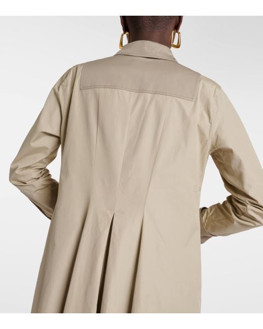 Robe longue plissee en coton Max Mara en coloris Natural