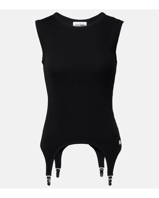 Jean Paul Gaultier Black Ribbed-Knit Cotton Jersey Tank Top