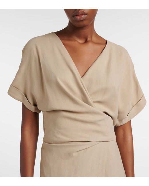 Brunello Cucinelli Natural Draped Wrap Dress