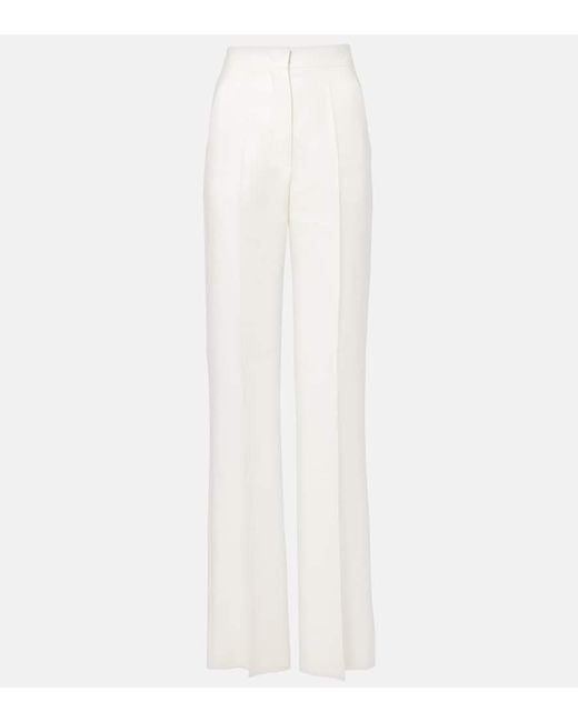 Max Mara White Weite High-Rise-Hose Aversa Aus Leinen