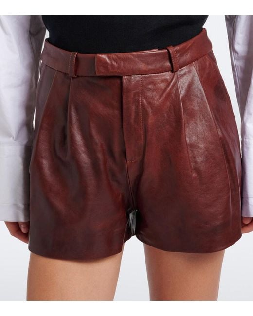 Arma Red High-Rise Leather Shorts