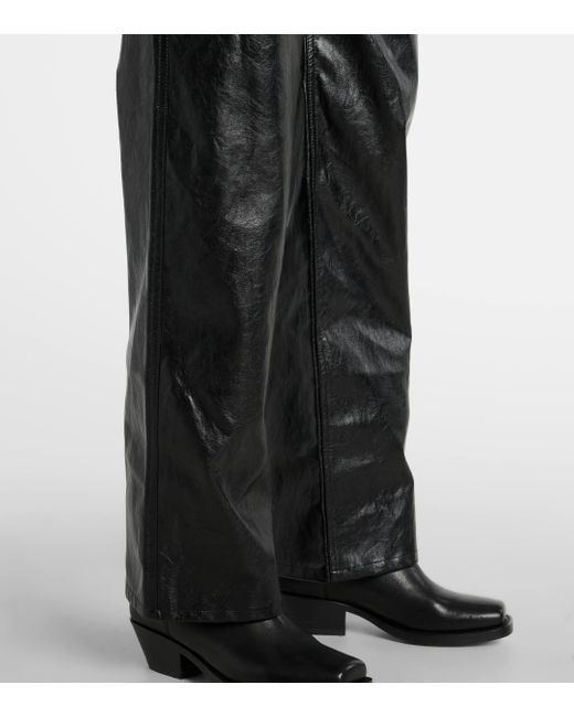 Isabel Marant Black Ariete Faux Leather Straight Pants