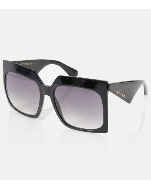 Etro Black Tailoring Rectangular Sunglasses
