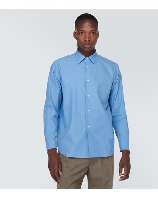 AURALEE Washed Finx Twill Cotton Shirt in Blue for Men | Lyst
