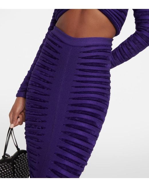 Alaïa Purple Ruched Maxi Skirt