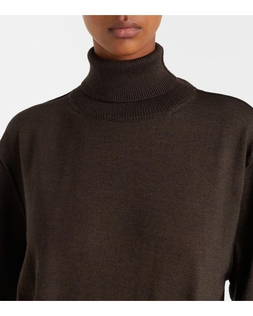 Lemaire Black Turtleneck Wool-Blend Midi Dress