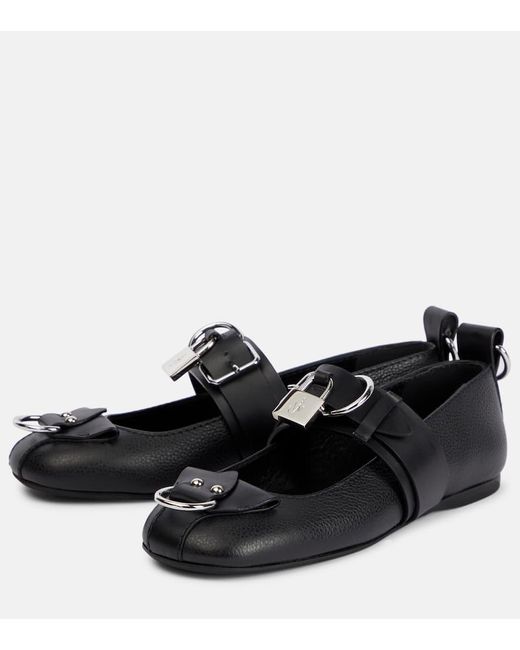J.W. Anderson Black Lock Leather Ballet Flats