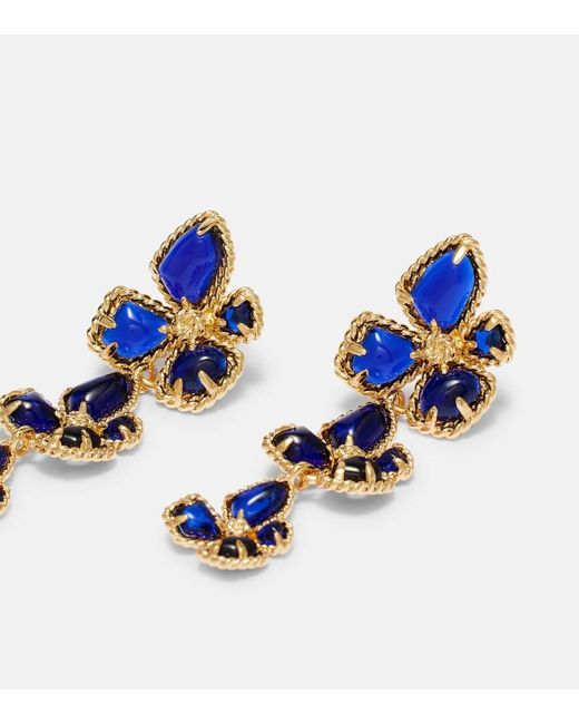 Zimmermann Blue Bloom Large Embellished Drop Earrings