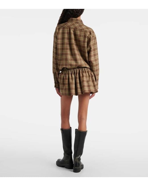 Miu Miu Multicolor Wool Plaid Mini Skirt