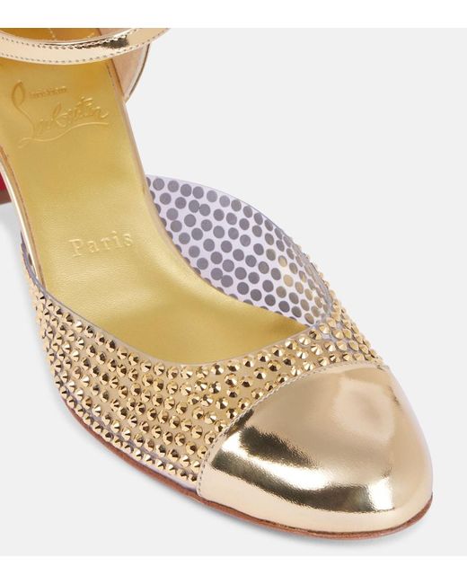 Christian Louboutin Metallic Miss Mj Strass Mirrored Leather And Pvc Pumps