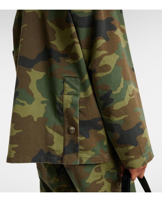 Nili Lotan Green Andrew Camouflage Leather-Trimmed Cotton Jacket