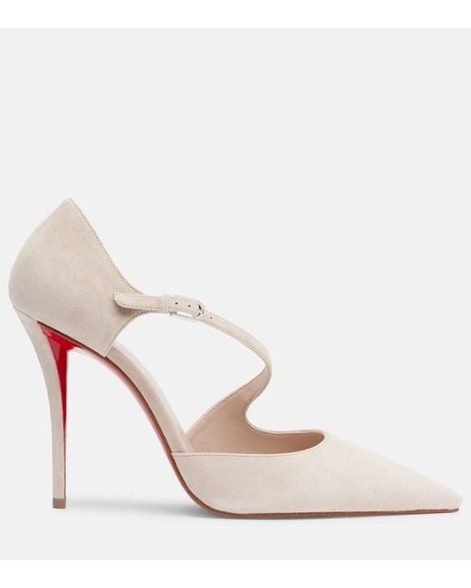 Christian Louboutin Natural Miss Ziggyta 100 Suede Pumps