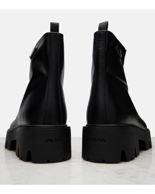 Prada Black Ankle Boots Aus Leder