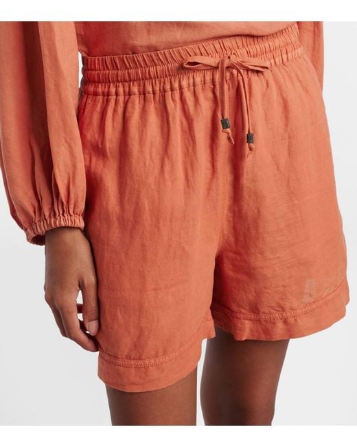 Bermudas De Lino Y Algodon Brunello Cucinelli de color Orange