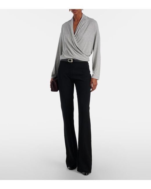 Vince Gray Draped Jersey Top