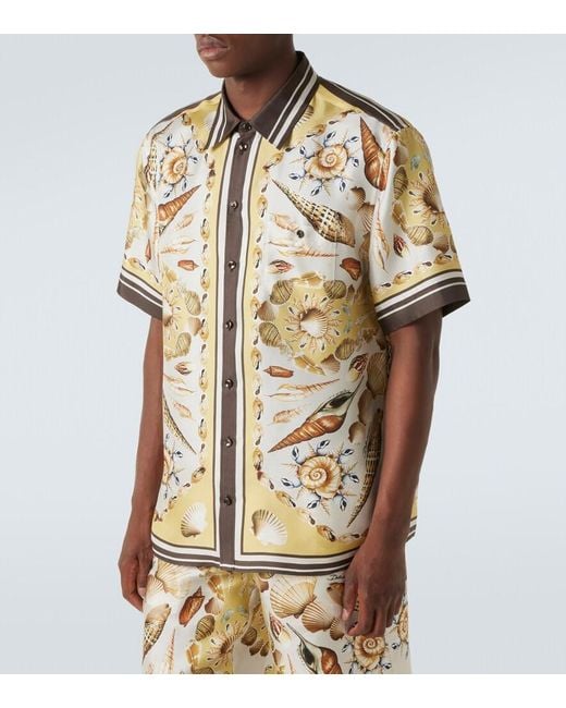 Dolce & Gabbana Natural Silk Shirt With Shell Motif for men