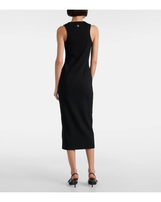 Givenchy Black Ribbed-Knit Cotton Midi Dress