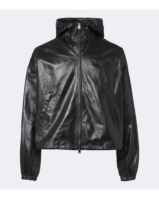 Fendi Black Leather Bomber Jacket for men