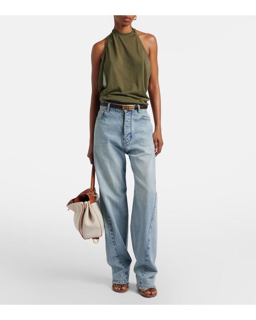 Balenciaga Blue Frayed Tapered Jeans