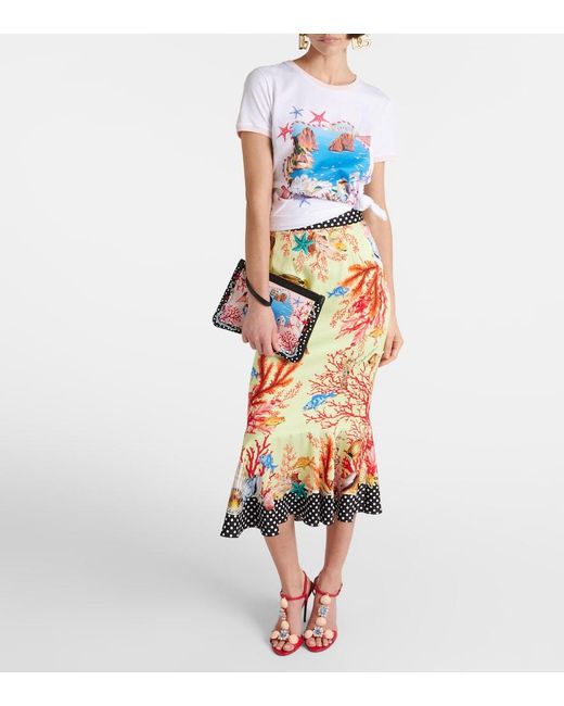 Dolce & Gabbana White Capri Printed Cotton Jersey T-Shirt