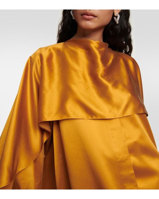 Roksanda Yellow Kata Draped Silk Satin Top