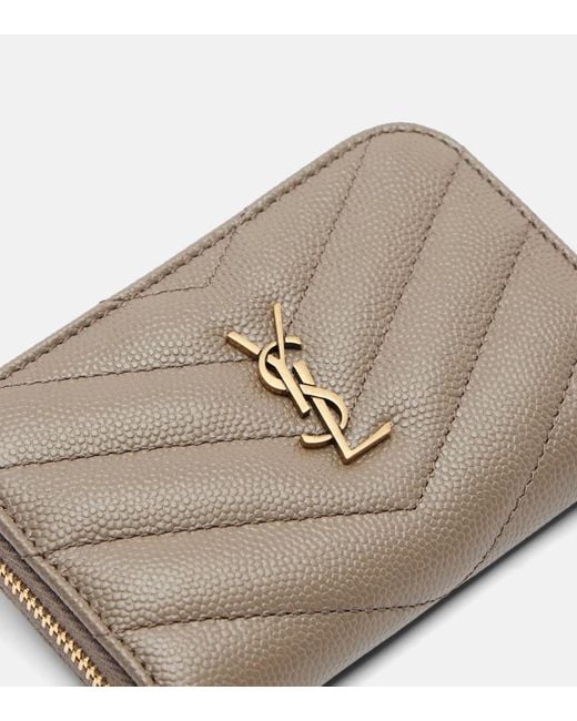 Saint Laurent Brown Cassandre Quilted Leather Card Case