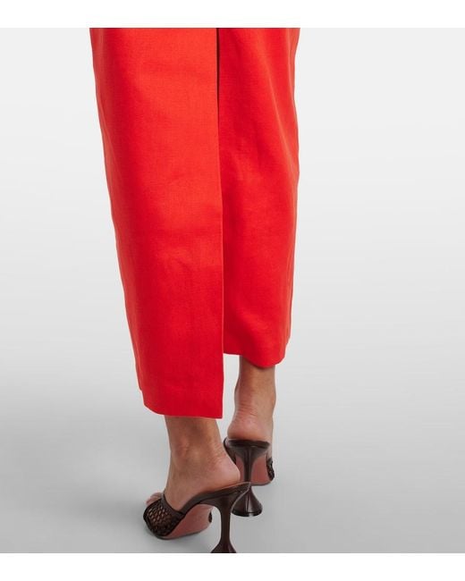 Sir Red Strapless Linen Maxi Dress