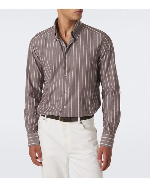 Slowear Brown Striped Cotton Shirt for men