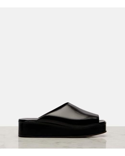 The Row Black Emi Patent Leather Platform Mules