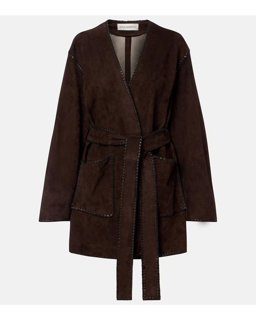 Nour Hammour Brown Anika Suede Wrap Coat