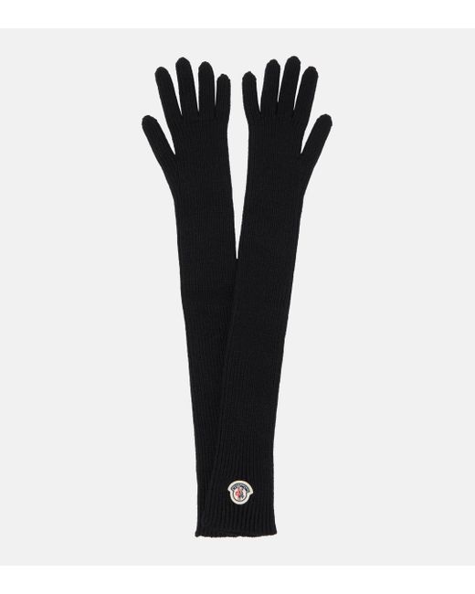 Moncler Black Logo Virgin Wool Gloves