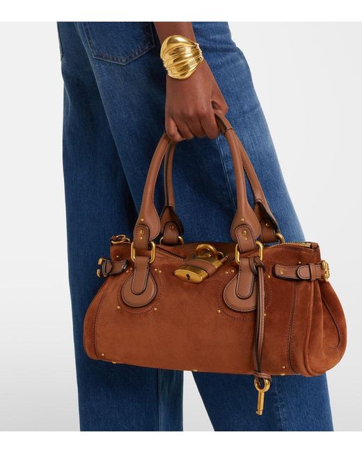 Chloé Brown Paddington Suede Shoulder Bag