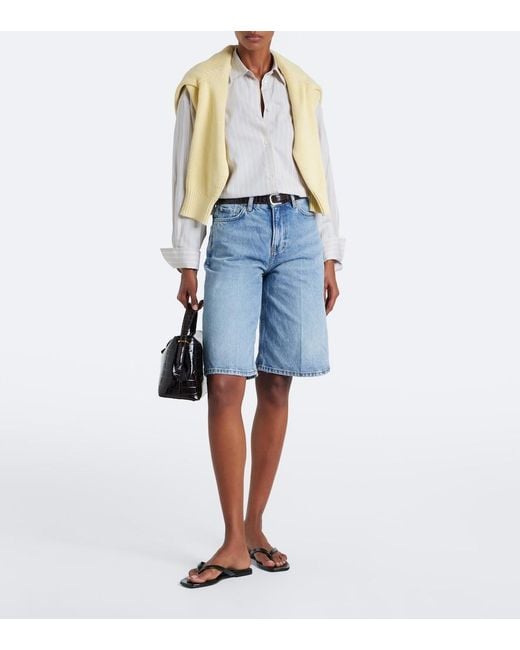 Totême Blue Denim Bermuda Shorts